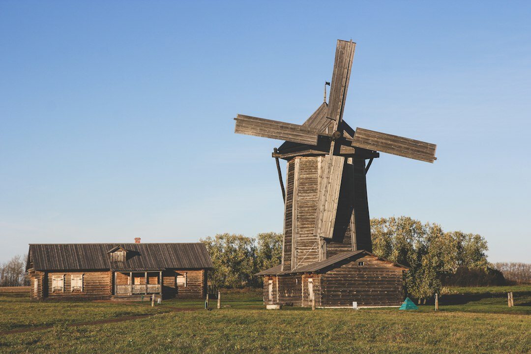 old windmill in field